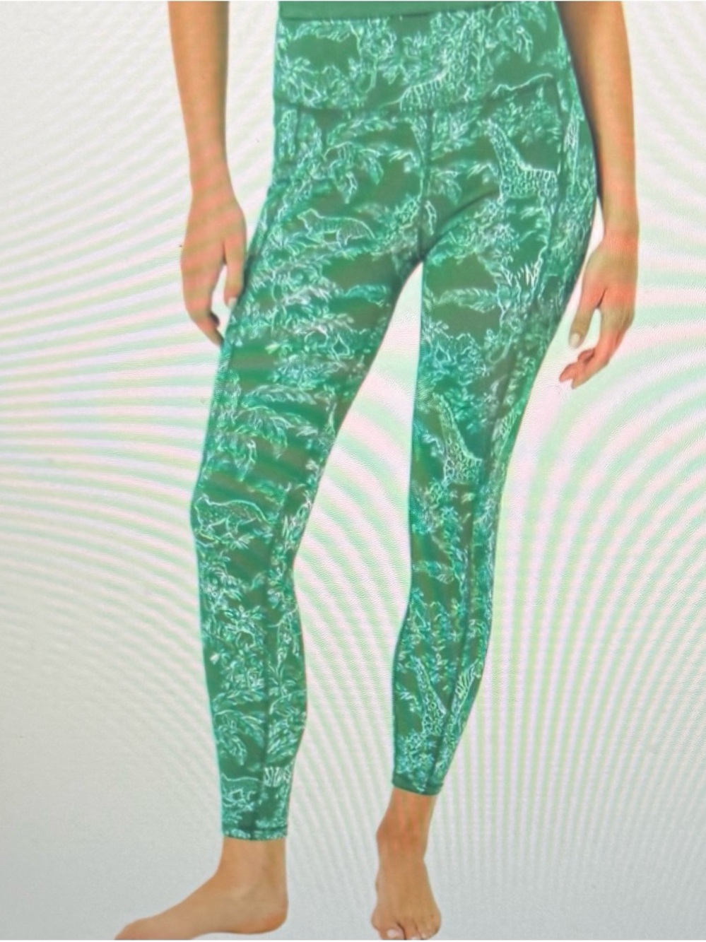 Lilly Pulitzer, NWTs Green Printed High-Waist weekender safari Leggings sz med